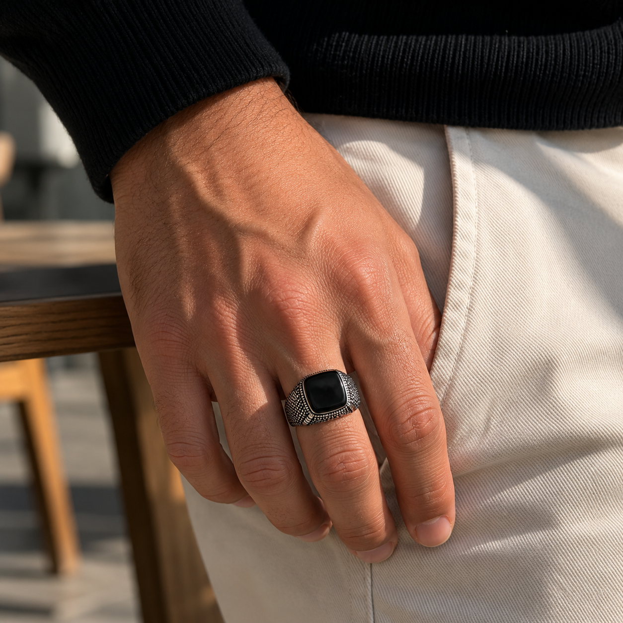 Chevalière en argent 925 Nero